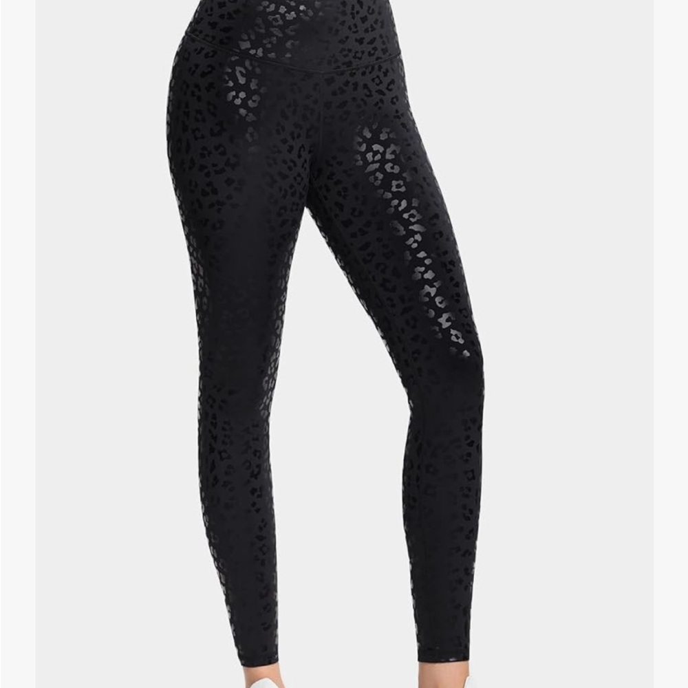 NWOT The Gym People Black Leopard Women's Leggings - Picture 2 of 9